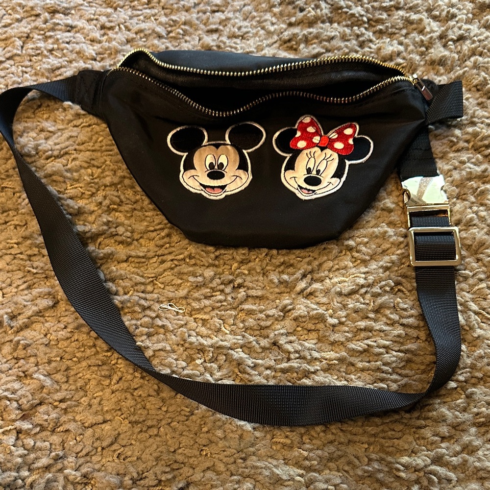 Disney Black Fanny Pack with Mickey and Minnie